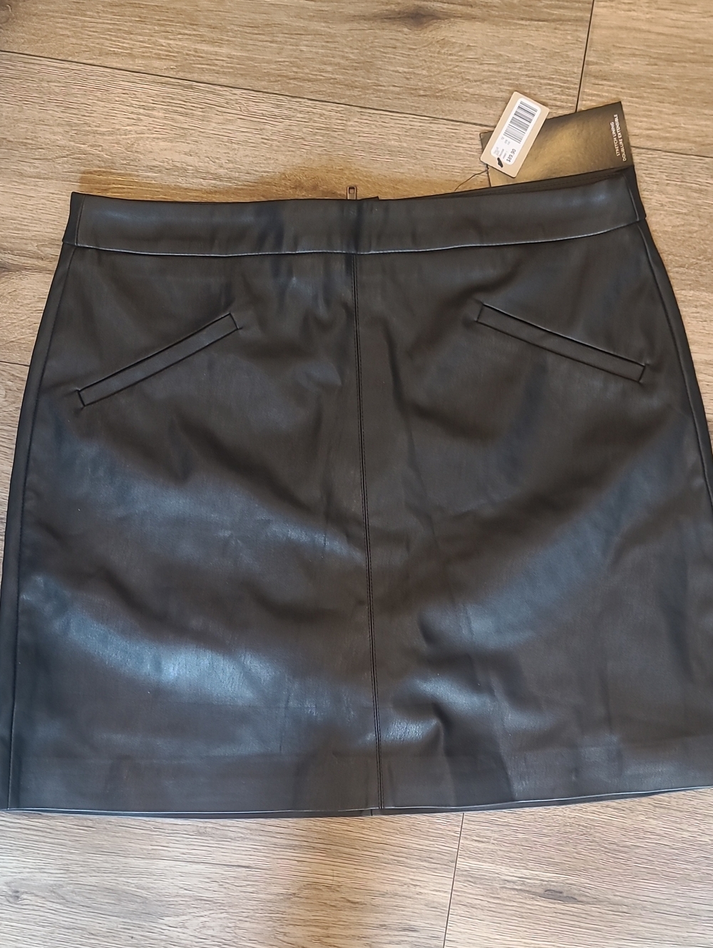 NWT RW&CO Black Faux Leather Mini Skirt,Sleek Women's Skirt Sz 12